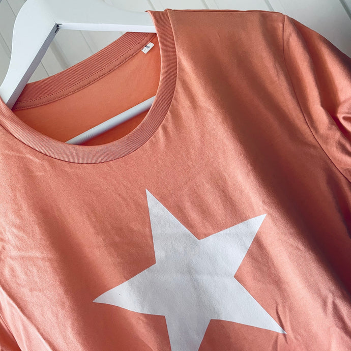 Sunset orange star tee  (uk 10-12)