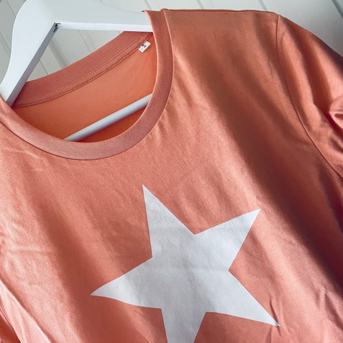 Sunset orange star tee  (uk 10-12)