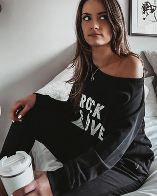 ROCK & LOVE black / white sweatshirt *relaxed fit*