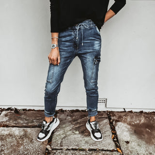 Ravello vintage blue CARGO jean joggers *NEW*
