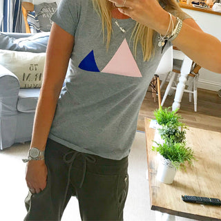 Pink and blue triangle tee