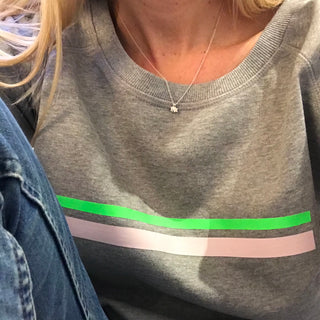 Pink & neon green stripe sweatshirt