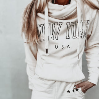 COLLEGE vintage white  NEW YORK Hoody