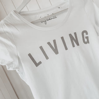 White LIVING tee *fitted style*