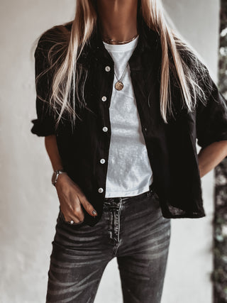 Kos linen black shirt *NEW*