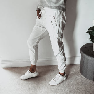 Full faux leather vintage white ULTIMATE joggers *NEW*