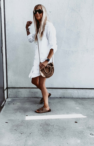 Oversized Sicily WHITE linen beach shirt dress with pockets *new* *relaxed fit*