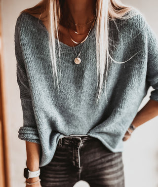 Milano denim blue V NECK jumper