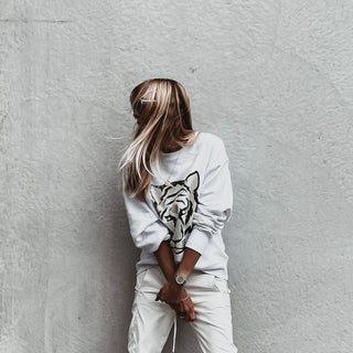 White tiger sweatshirt *super slouchy fit* *now half price*