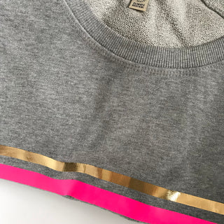 Neon pink & gold stripe sweatshirt