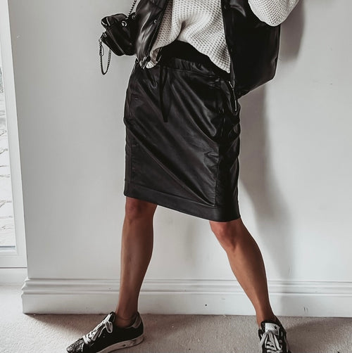 Black full faux leather black  ULTIMATE jogger skirt *NEW*