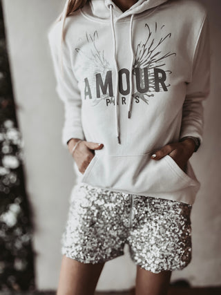 Cream AMOUR silver wings hoody *SALE*