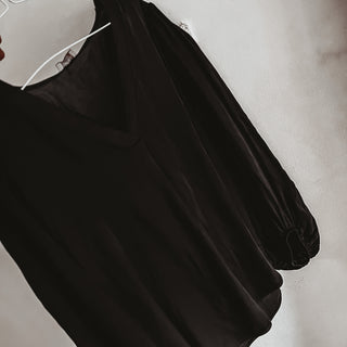 Sardinia black V neck Satin Blouse