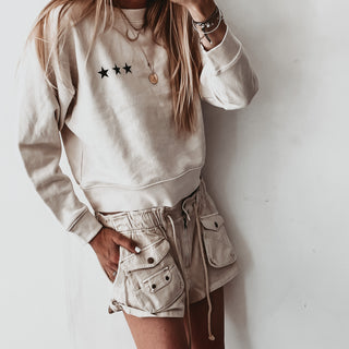 Vintage white IBIZA three stars sweatshirt *slightly cropped fit*