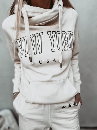 COLLEGE vintage white  NEW YORK Hoody