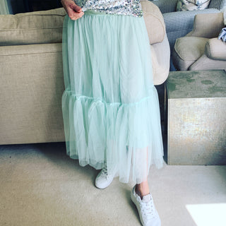 Calvi mint tulle skirt