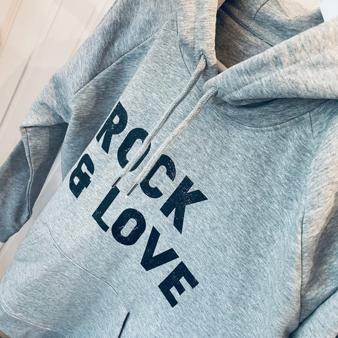 SAMPLE Grey hoody with rock & love