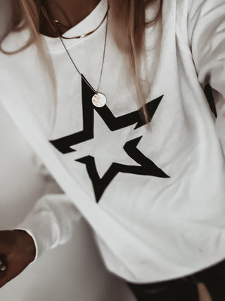 White sweatshirt with a striking black star *boyfriend fit* *back in stock*