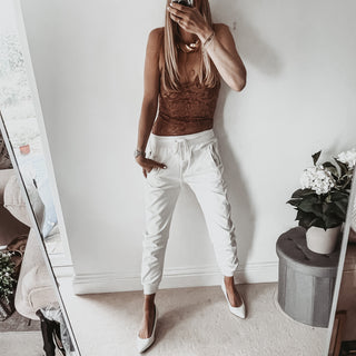 Full faux leather vintage white ULTIMATE joggers *NEW*