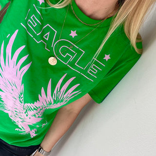 Neon green / pink Eagle tee *boyfriend fit*