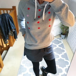 Little red & pink stars hoody (small uk size 10-12)