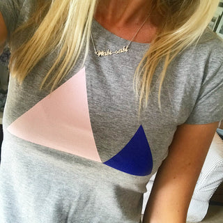 Pink and blue triangle tee
