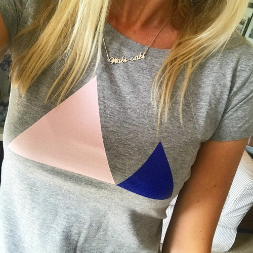 Pink and blue triangle tee