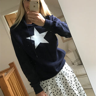 White star on navy hoody (s)