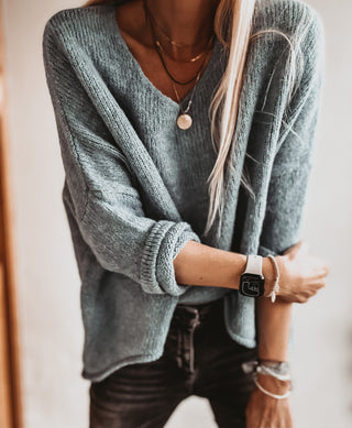 Milano denim blue V NECK jumper