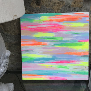 Neon & metallics acrylic box frame art (45x45cm)