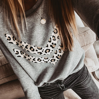 Double leopard chevron grey sweatshirt *relaxed fit*