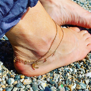 Stars & moon double ankle bracelet