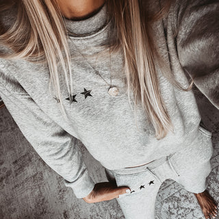 Heather grey Ibiza three stars sweatshirt *slightly cropped fit*