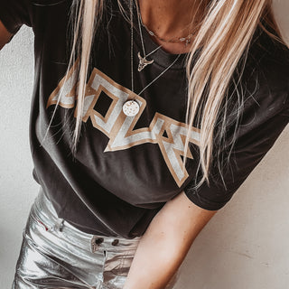 Silver & gold glitter LOVE  vintage black boyfriend tee *boyfriend fit*