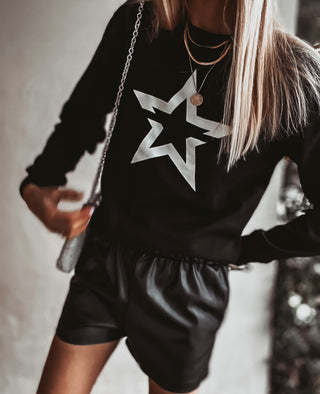 Black sweatshirt with a striking white star *boyfriend fit* *back in stock*