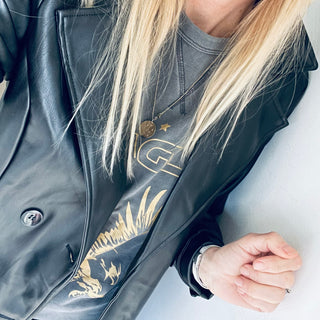 Gold glitter Eagle on light charcoal sweatshirt *boyfriend fit* *now half price!*