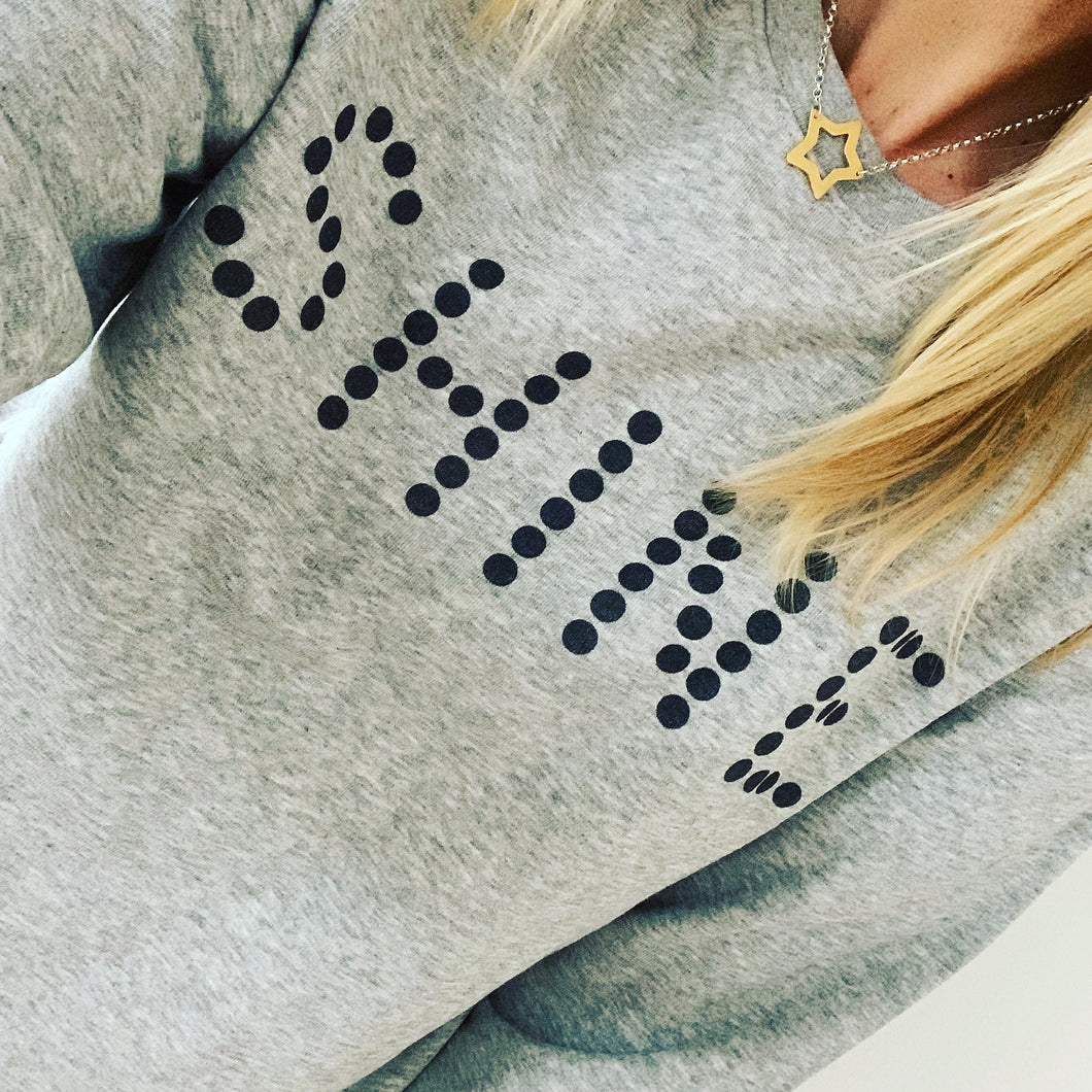 SHINE on grey sweat (large)