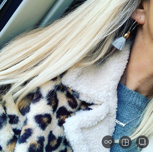 Silver tassel gold hoop earrings