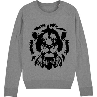 Black lion on mid grey sweatshirt *unisex fit*