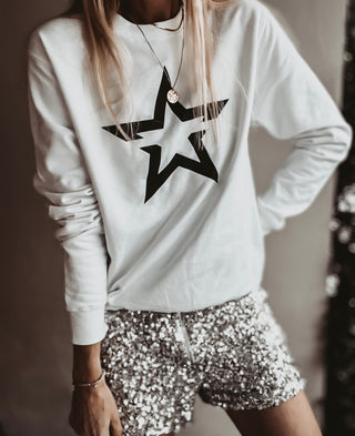 White sweatshirt with a striking black star *boyfriend fit* *back in stock*