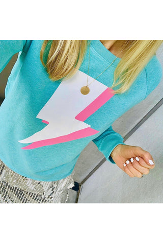Aqua neon lighting strike sweatshirt