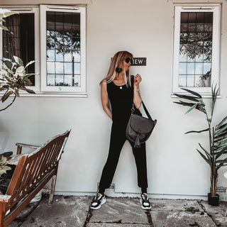 Short sleeved BLACK jumpsuit