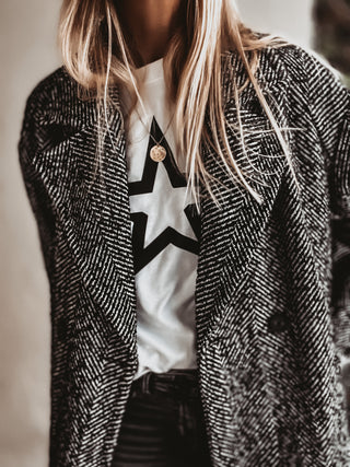 White sweatshirt with a striking black star *boyfriend fit* *back in stock*