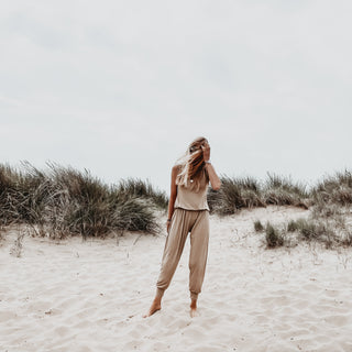 Short sleeved TAUPE TAN jumpsuit *new* *