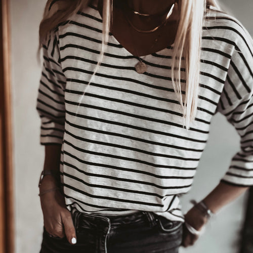 St Tropez VINTAGE WHITE / BLACK breton striped  sweater *NEW*