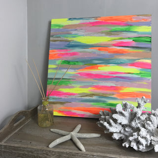 Neon stripey coral acrylic box frame (50 x 50cm)
