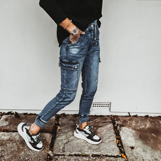 Ravello vintage blue CARGO jean joggers *NEW*