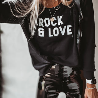 ROCK & LOVE black / white sweatshirt *relaxed fit*