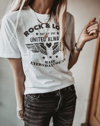 Vintage Rock & Love aviator wings white tee *boyfriend fit* *NEW*