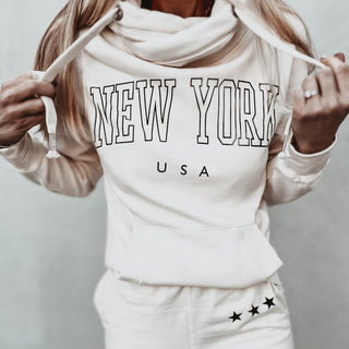 COLLEGE vintage white  NEW YORK Hoody
